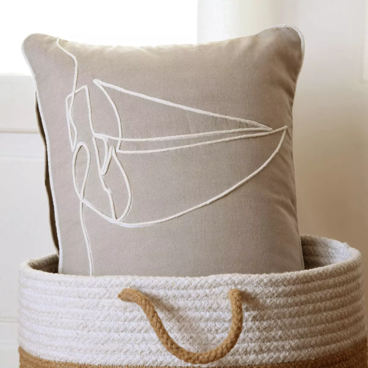 Cojín rectangular en algodón (50 cm) Yacht Gris 1