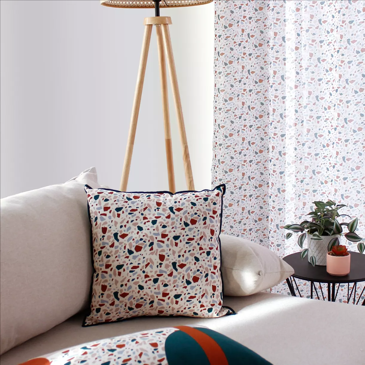 Coussin carré coton (40 cm) Terrazzo Multicolore 1