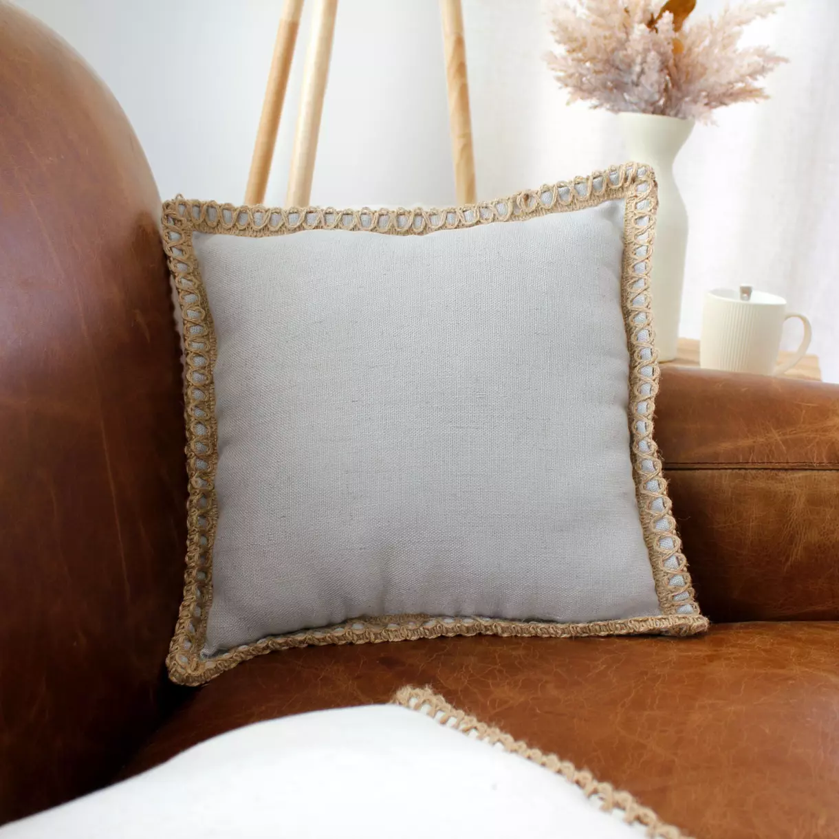 Coussin carré coton (42 cm) Eva Gris 1