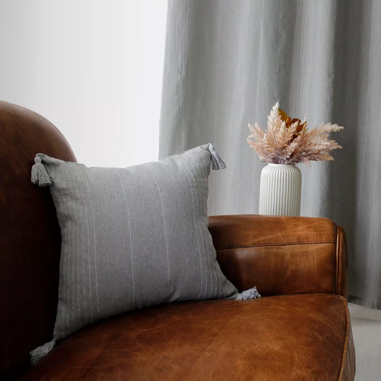 Cojín cuadrado en algodón reciclado (40 cm) Bombay Gris 1