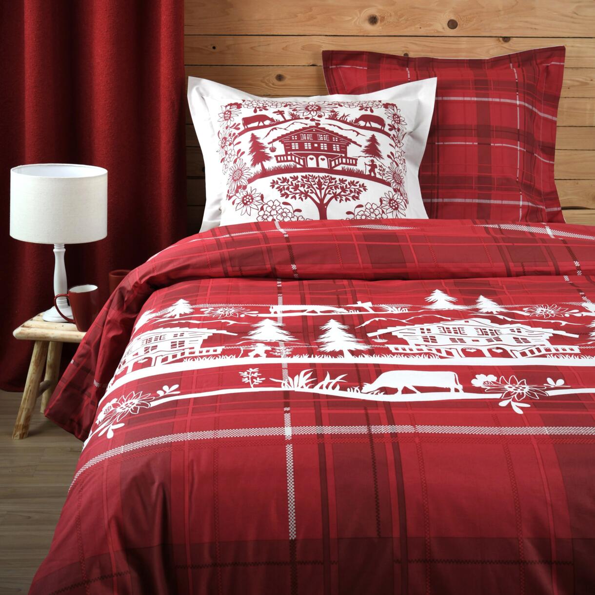 Funda nórdica y dos fundas para almohada en algodón (240 cm) Collonges Rojo 1