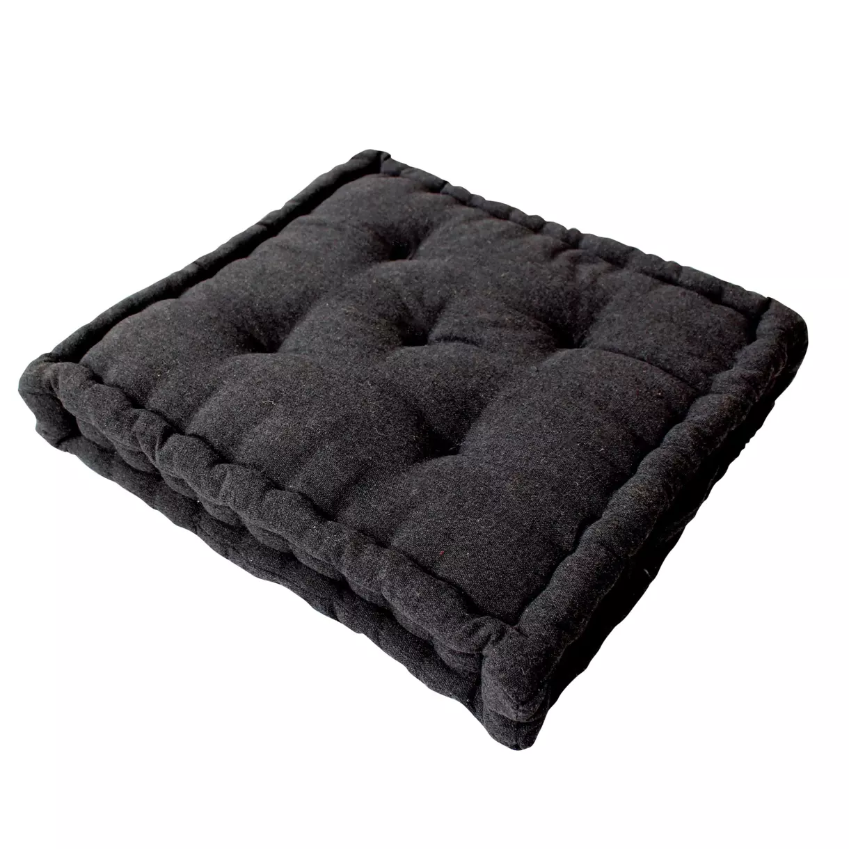 Coussin de sol carré coton recyclé (40 cm) Dune Gris foncé 1