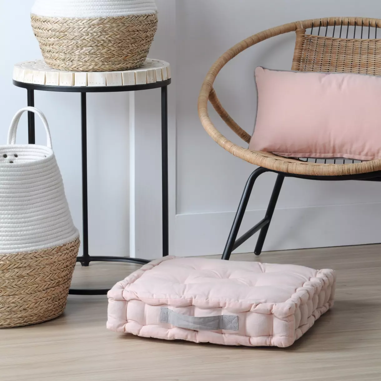 Cojín de suelo (45 cm) Duo Rosa palo