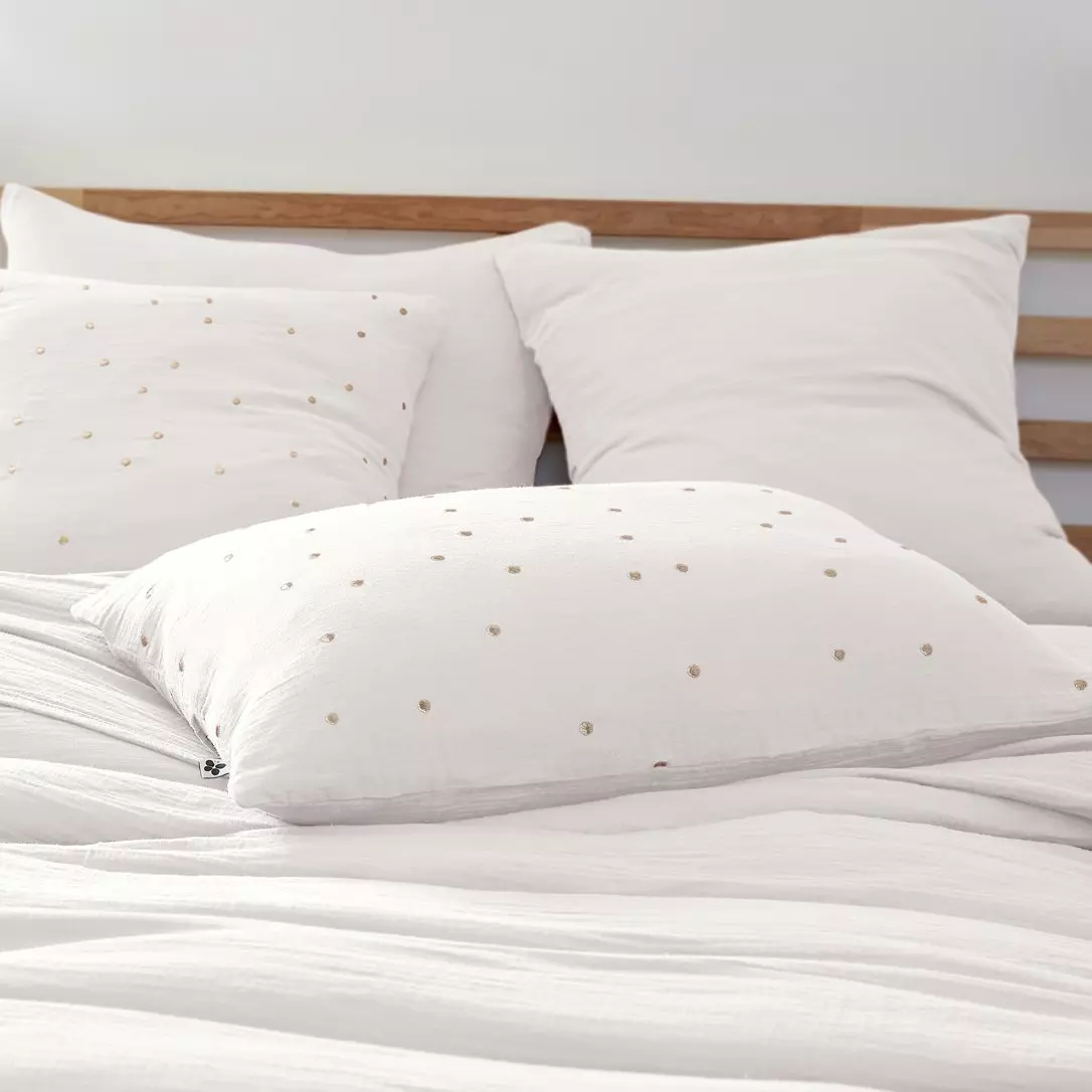 Taie d'oreiller rectangulaire gaze de coton (70 cm) Gaïa Chic Blanc chantilly 1