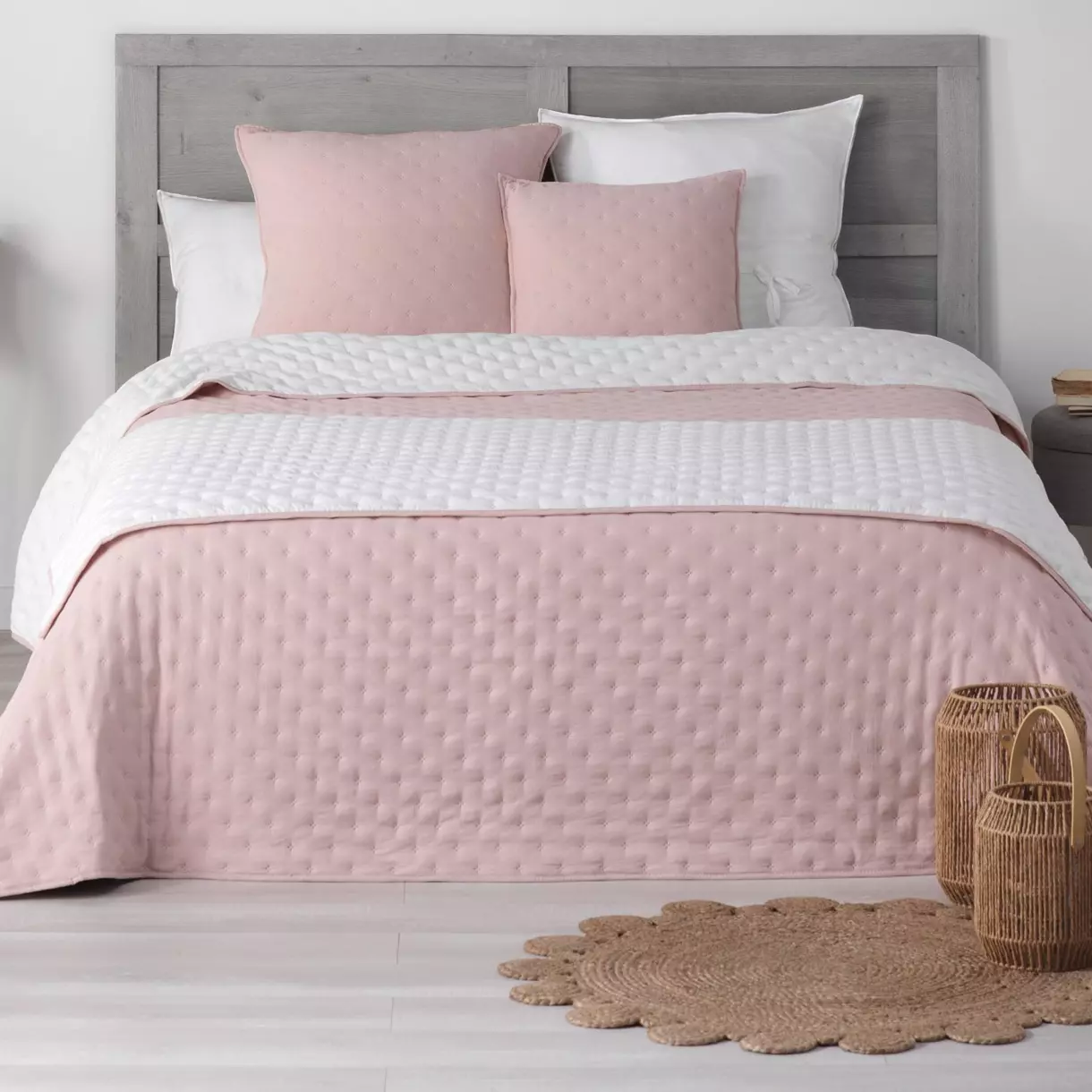 Couvre-lit (220 x 240 cm) Mellow Chic Rose 1