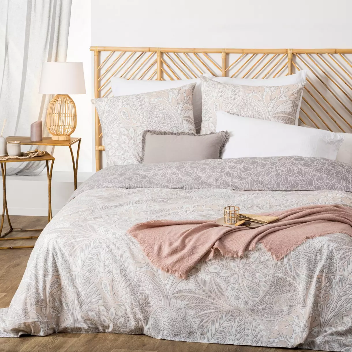 Funda Nórdica y dos fundas para almohada algodón (240 cm) Kachemire Gris 1