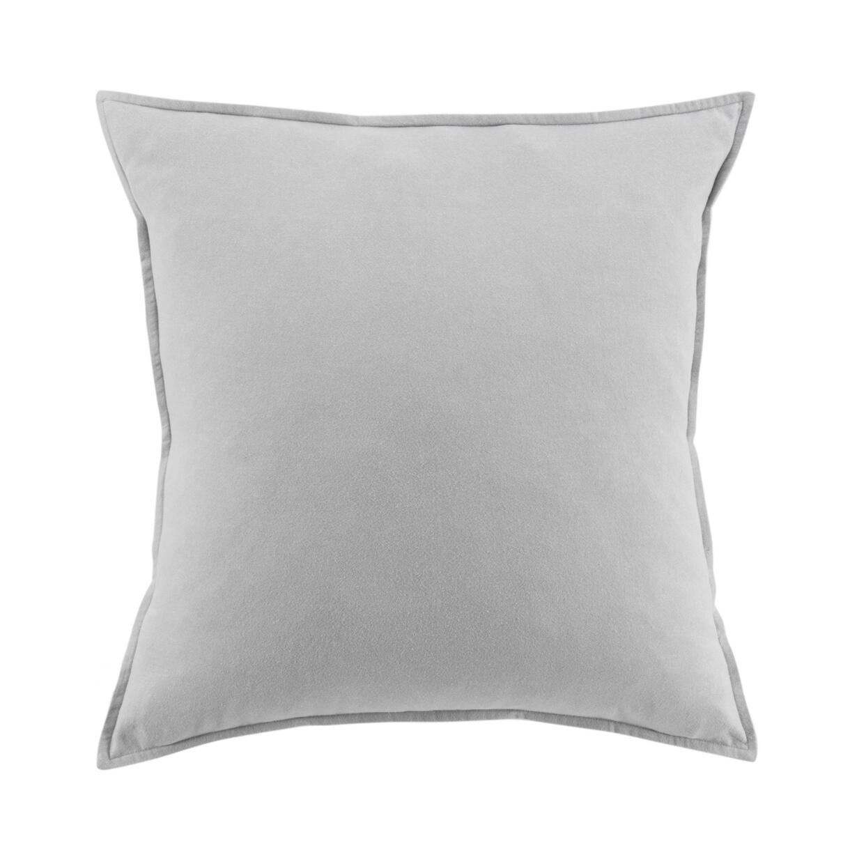 Funda de almohada cuadrada en franela de algodón (63 cm) Théa Gris claro 1