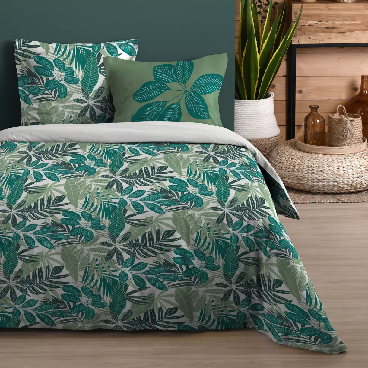 Lakenset katoen lit 140 cm 4-delig Satipo Smaragdgroen 1