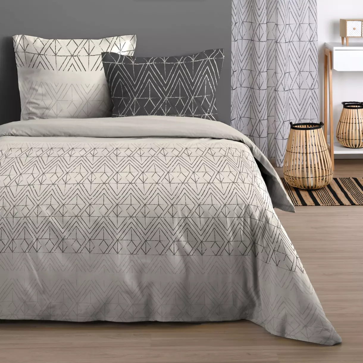 Funda Nórdica y dos fundas para almohada en algodón (240 cm) Tampa Beige 1