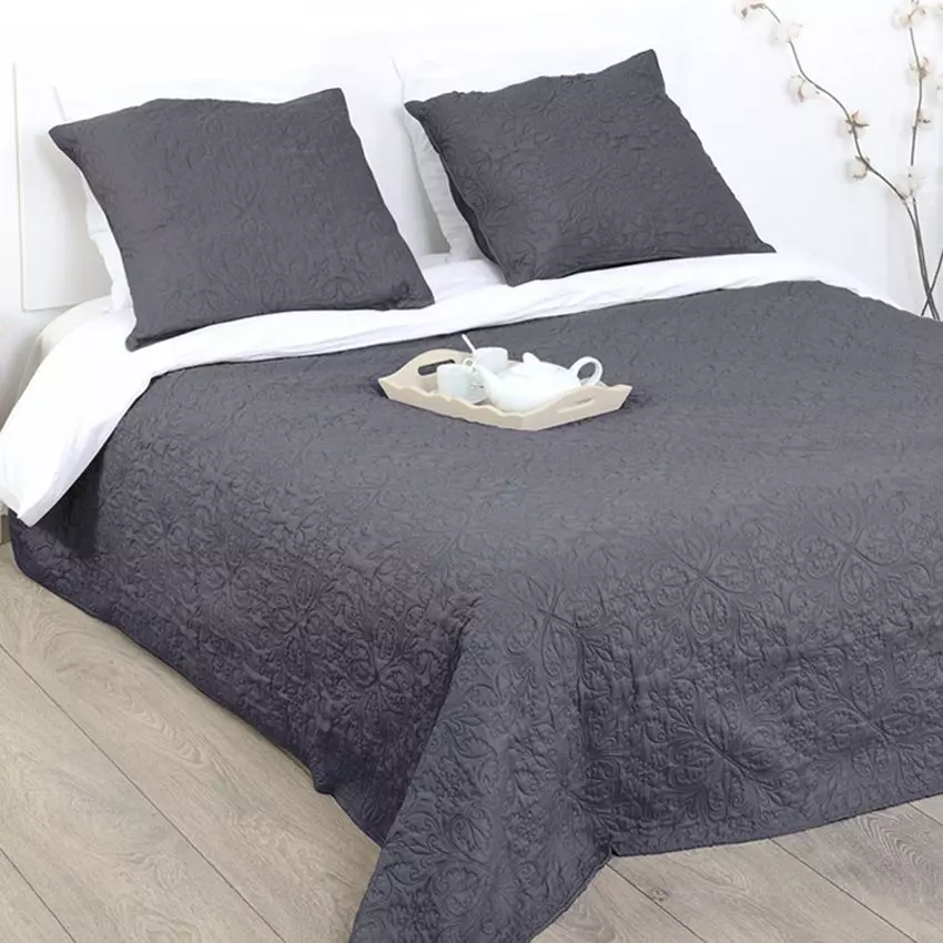 Colcha y fundas para almohadas (240 x 260 cm) Arabesca Gris antracita 1