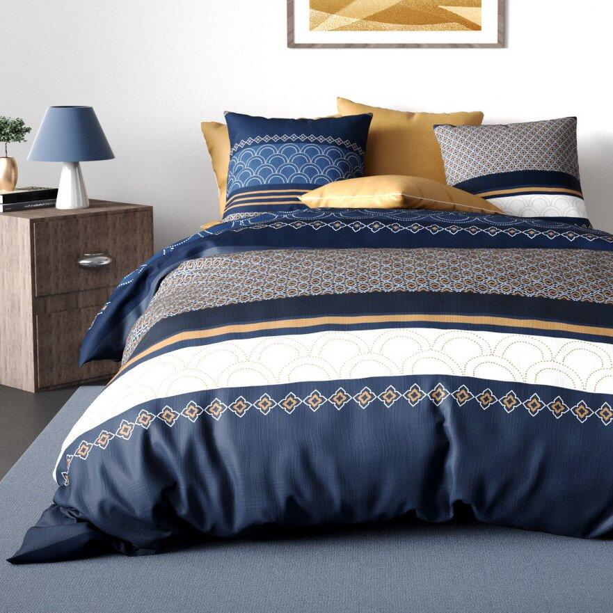 Funda Nórdica y dos fundas para almohada en algodón (260 cm) Kalypso Azul 1