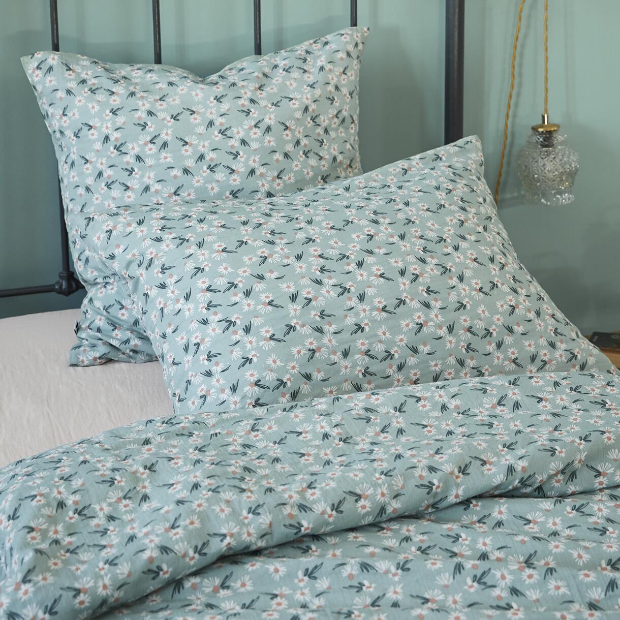 Funda para almohada rectangular en gasa de algodón (70 cm) Marguerite Azul  1