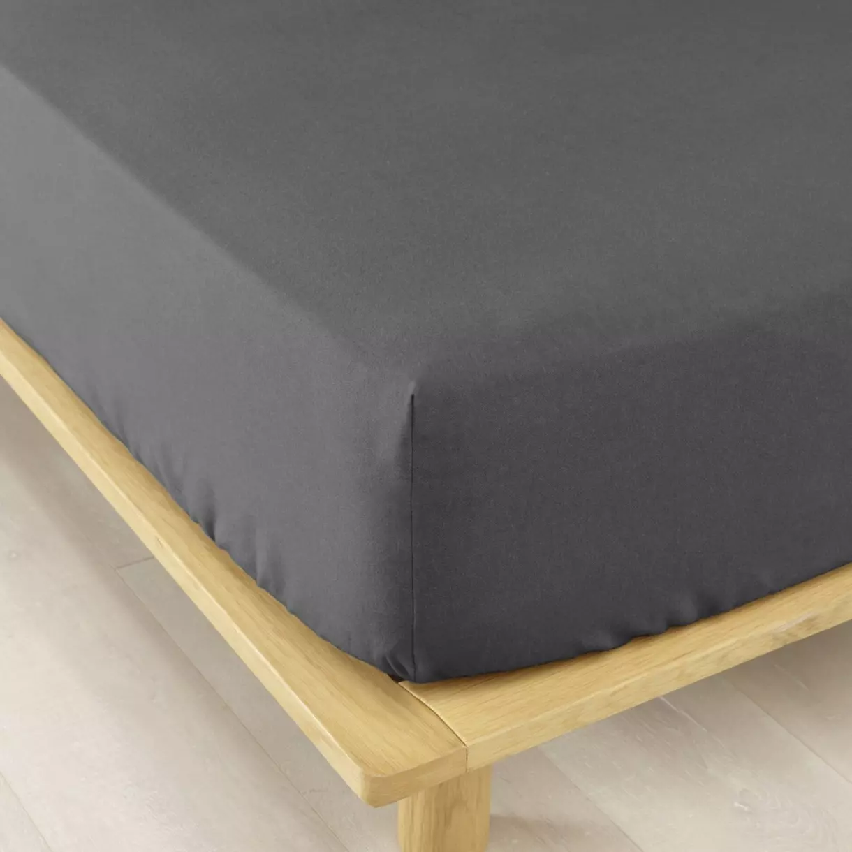 Hoeslaken flanel (160 cm) Théa Antraciet 1