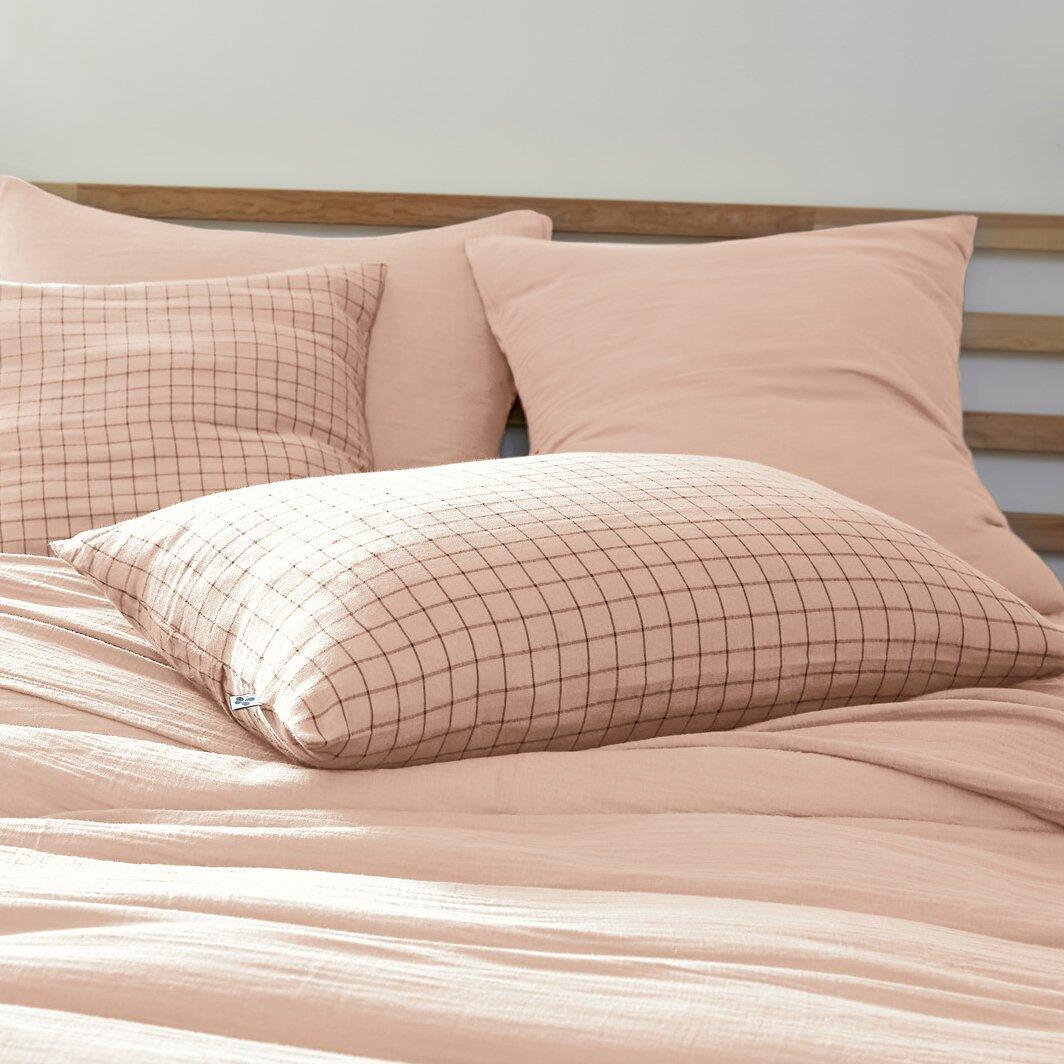 Funda de almohada rectangular en gasa de algodón (70 cm) Gaïa Mix Rosa palo 1