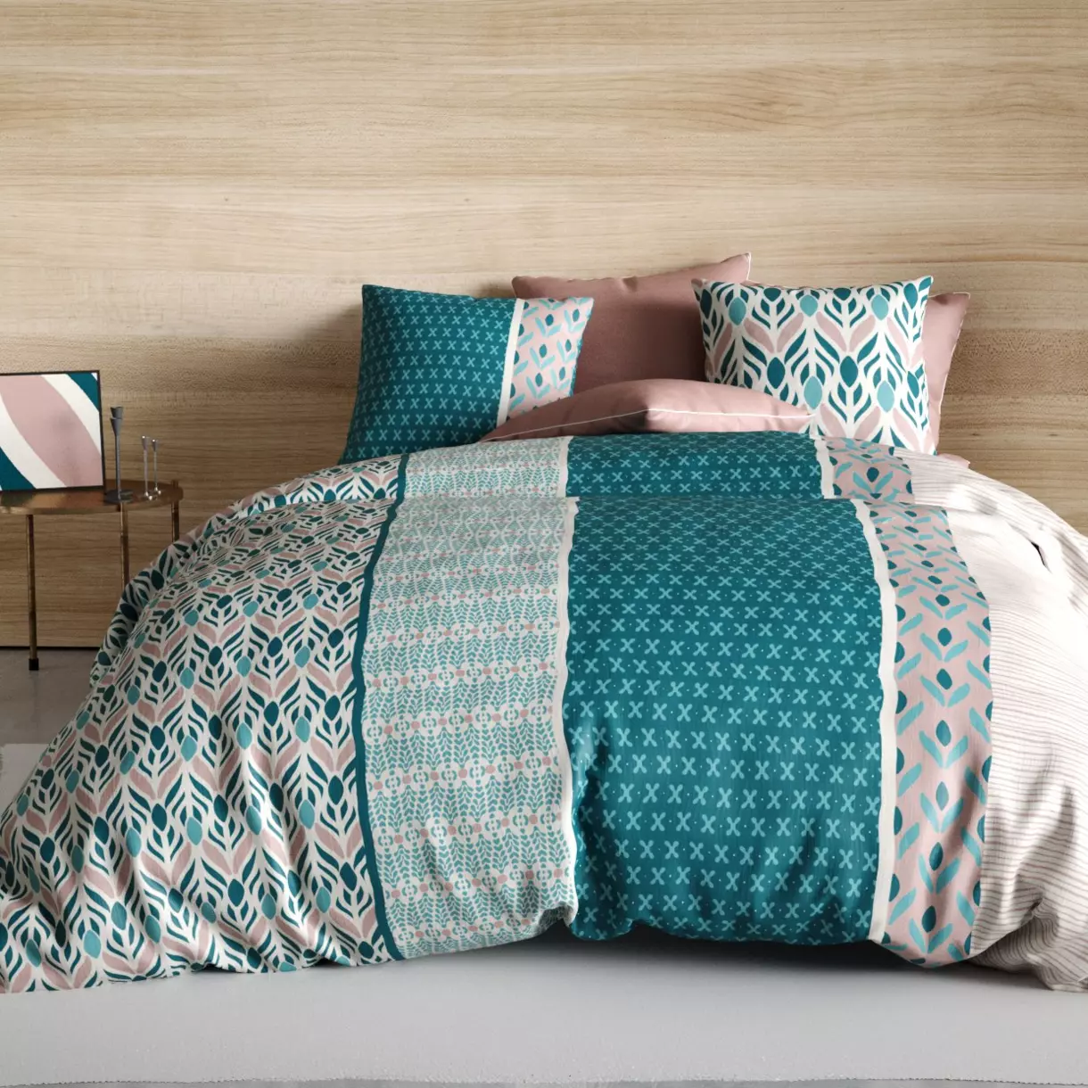 Juego de sábanas en algodón cama 160 cm 4 piezas Limbe Verde esmeralda 1