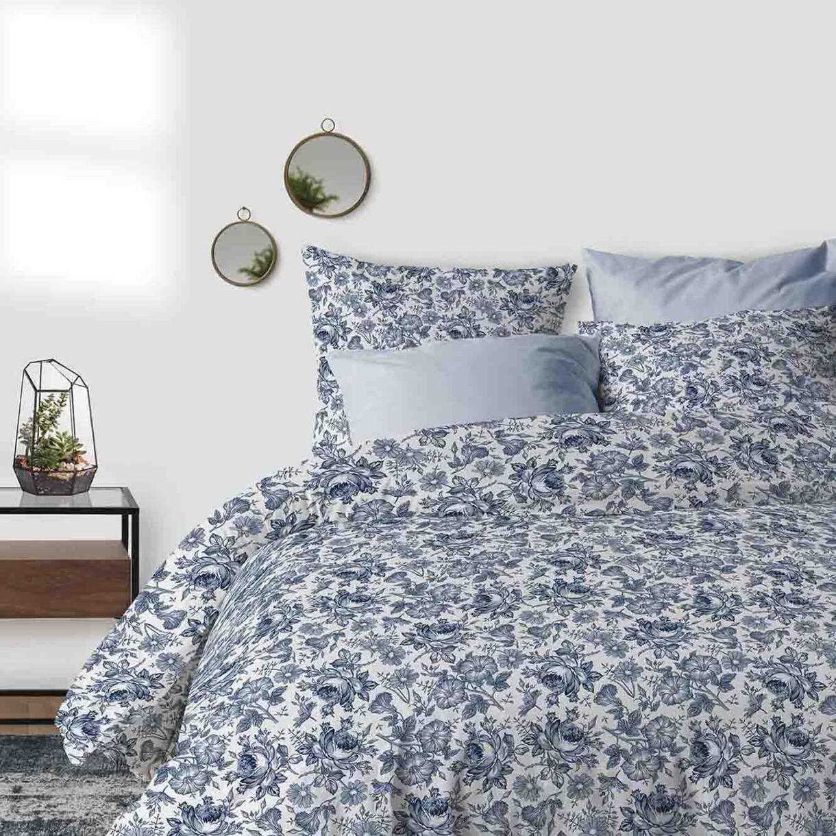 Funda nórdica y dos fundas de almohada en algodón (260 cm) Towny Azul 1