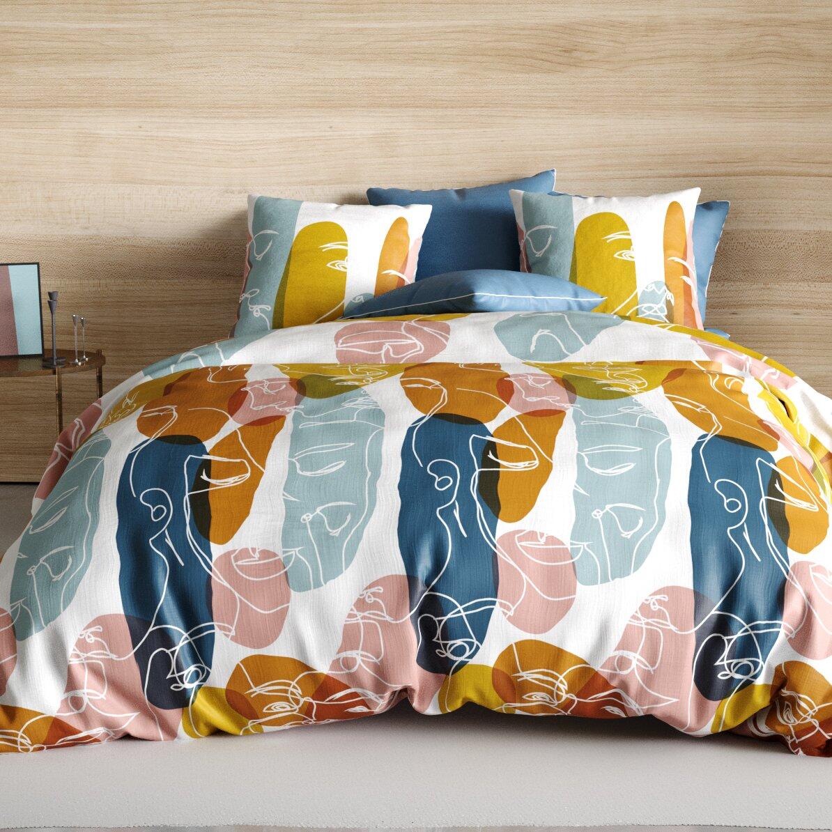 Funda Nórdica y dos fundas para almohada en algodón (260 cm) Paloma Multicolor 1