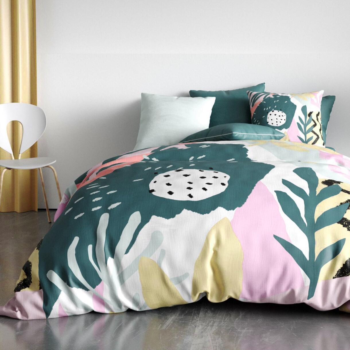 Funda nórdica y dos fundas de almohada en algodón (240 cm) Emilia Multicolor 1
