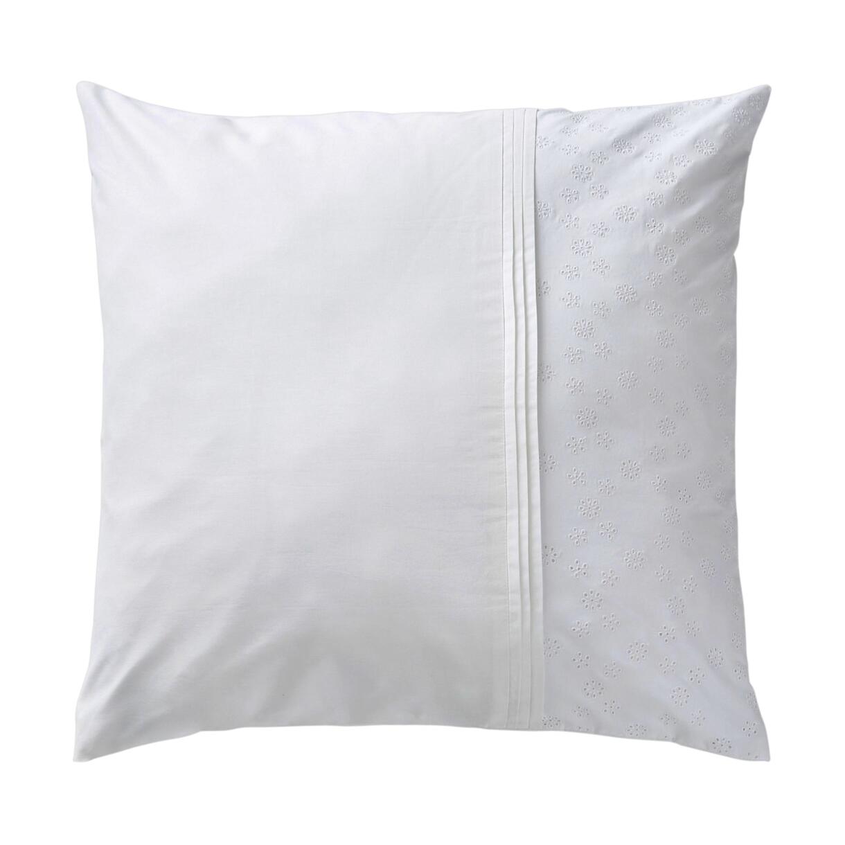 Taie d'oreiller dentelle carrée coton (L63 cm) Jeanne Blanche 1