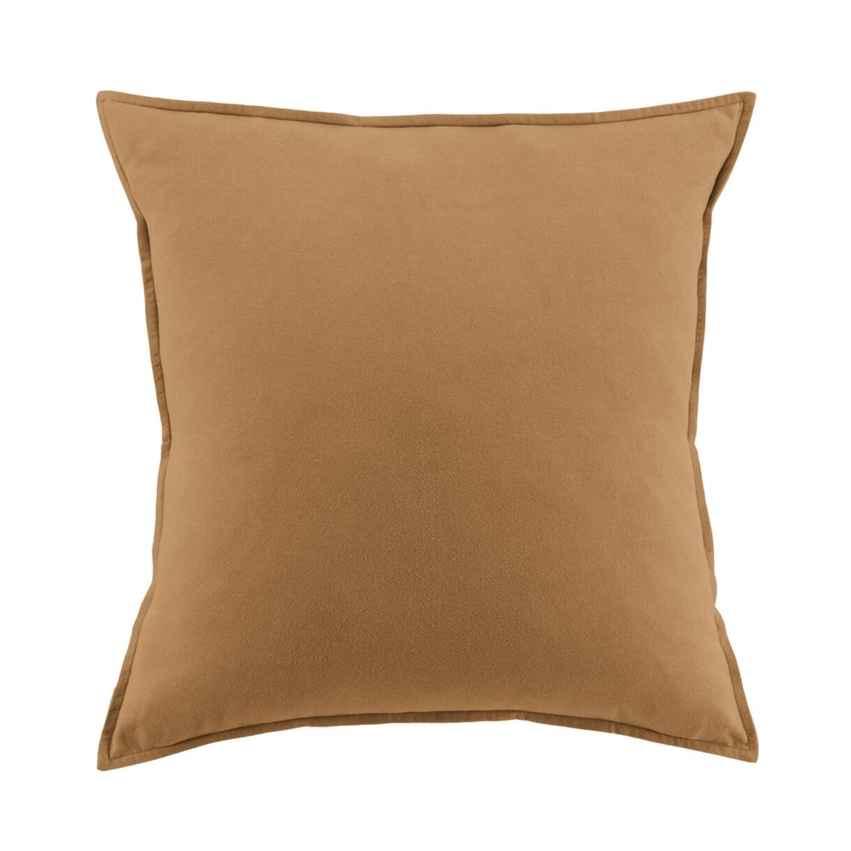 Funda de almohada cuadrada en franela de algodón (63 cm) Théa Camello 1