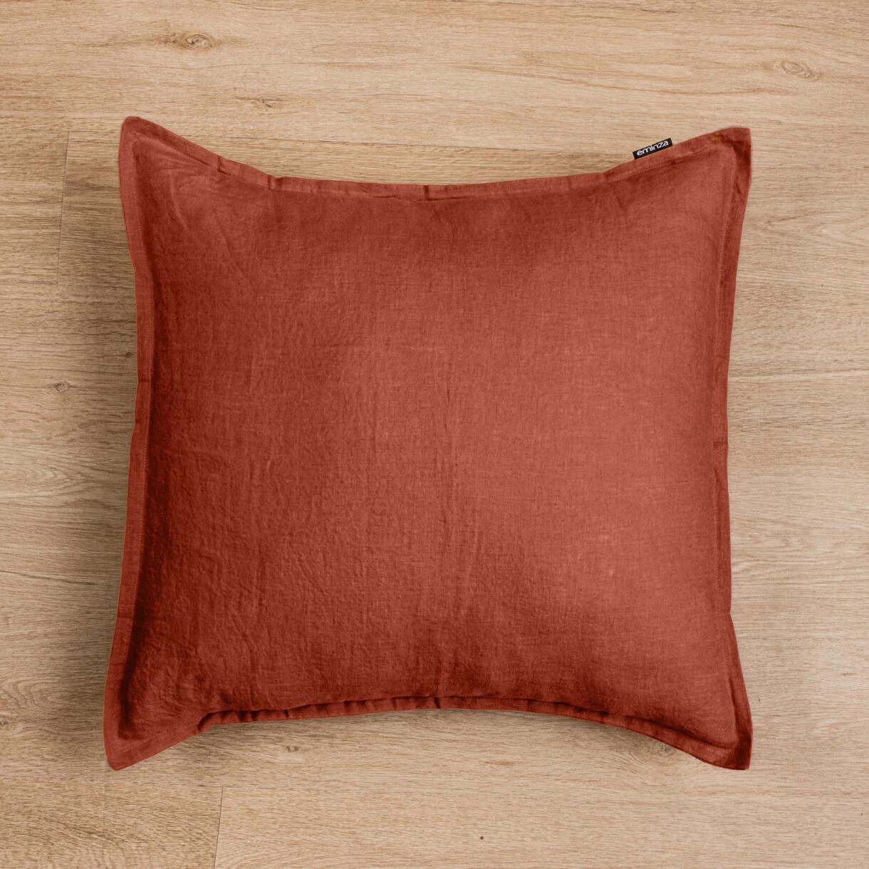 Funda de almohada cuadrada en lino lavado (60 cm) Louise Terracota 1
