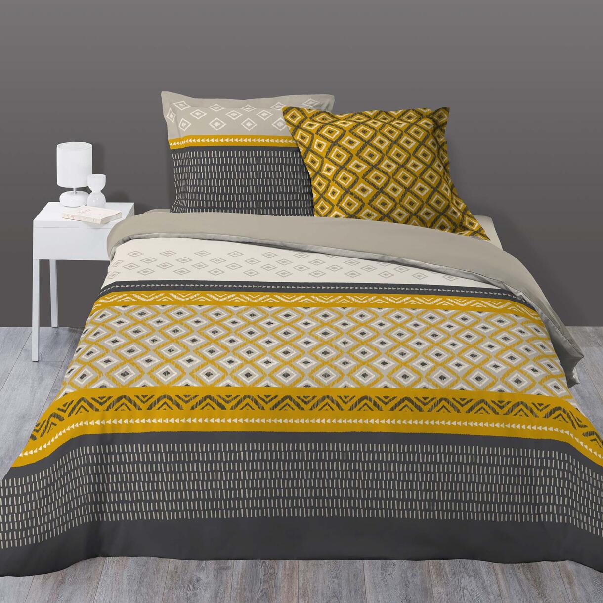 Funda Nórdica y dos fundas de almohada en algodón (240 cm) Isigeo Amarillo 1