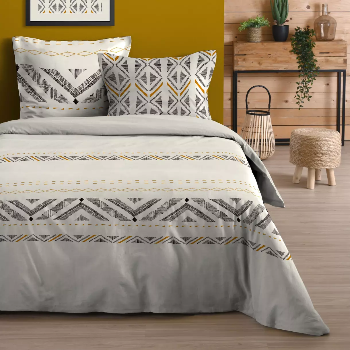 Funda Nórdica y dos fundas para almohada en algodón (260 cm) Beloha Crudo 1