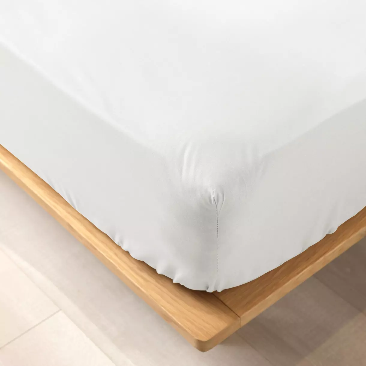 Drap housse coton bio (140 cm) Biolina Blanc 1
