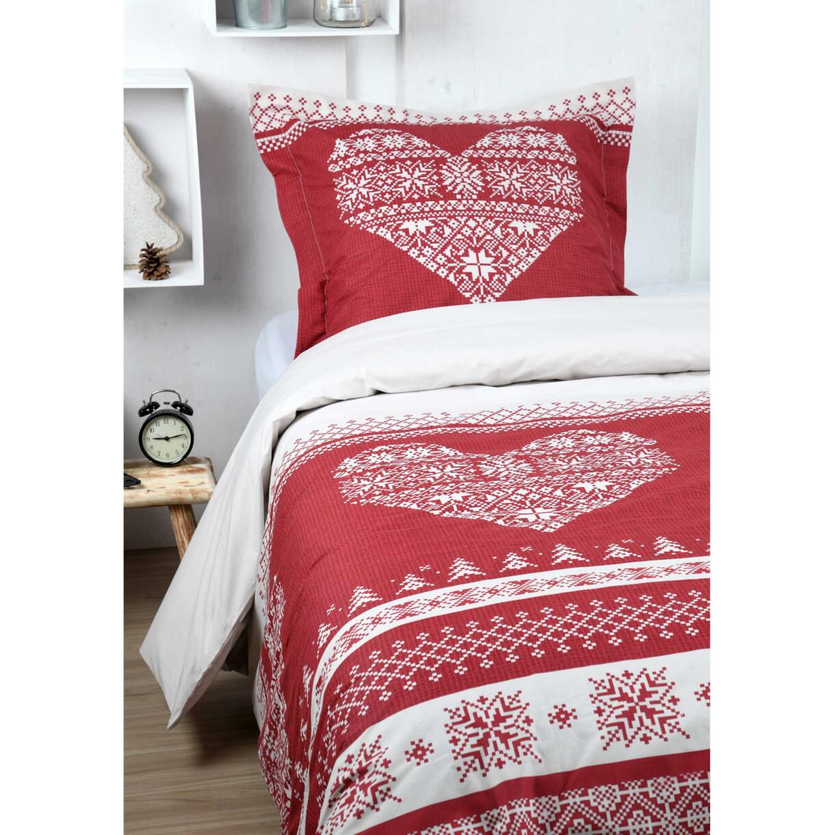 Funda Nórdica y una funda para almohada en algodón (140 cm) Chabottes Rojo 1