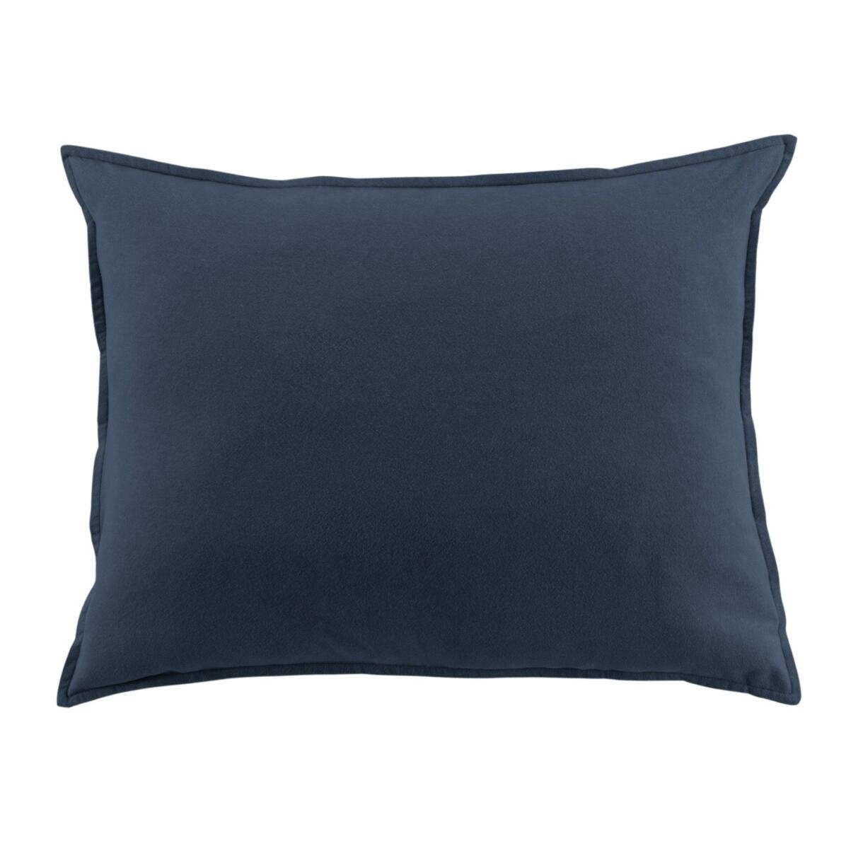 Funda de almohada rectangular en franela de algodón (70 cm) Théa Azul noche 1