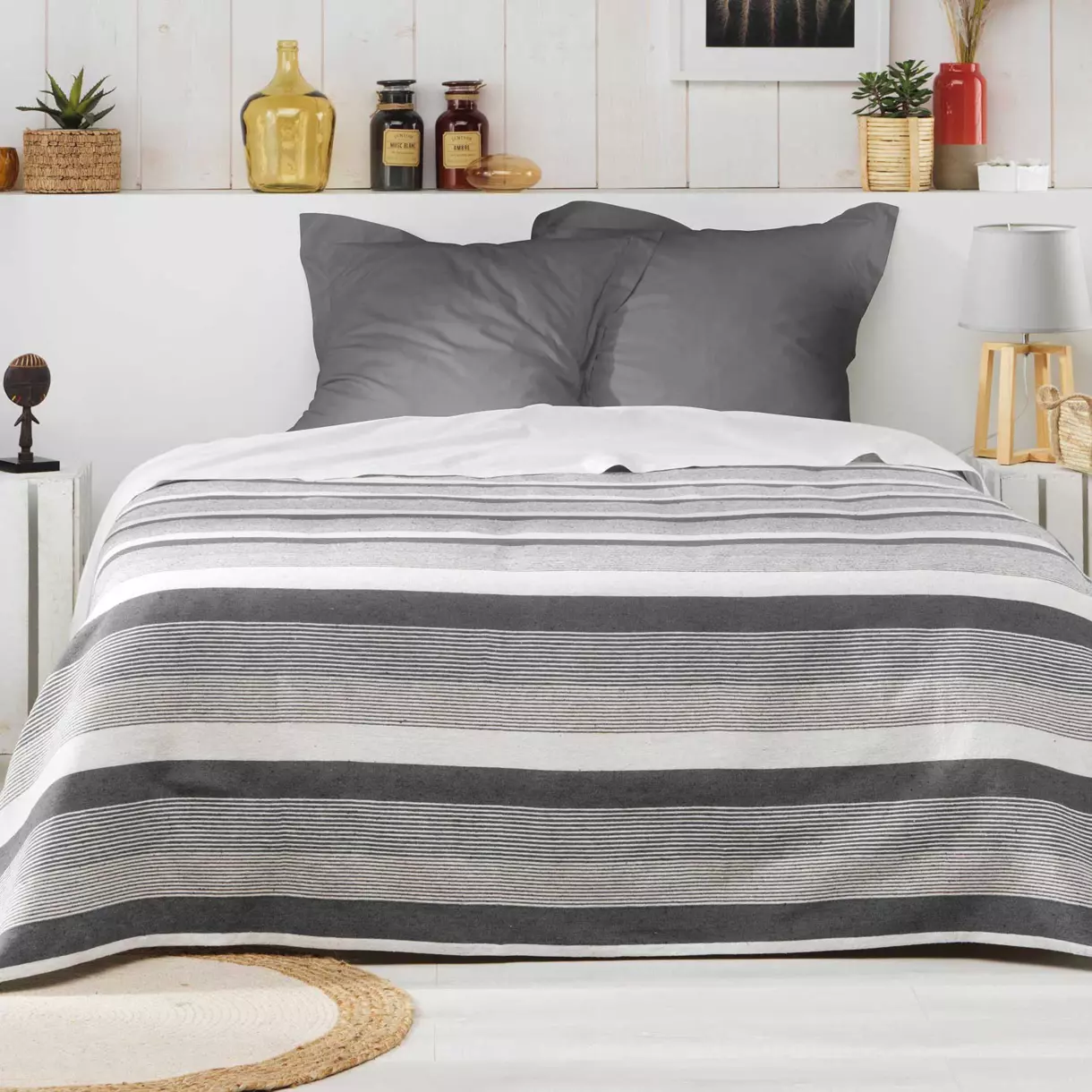 Colcha (180 x 220 cm) Fiby Gris antracita 1