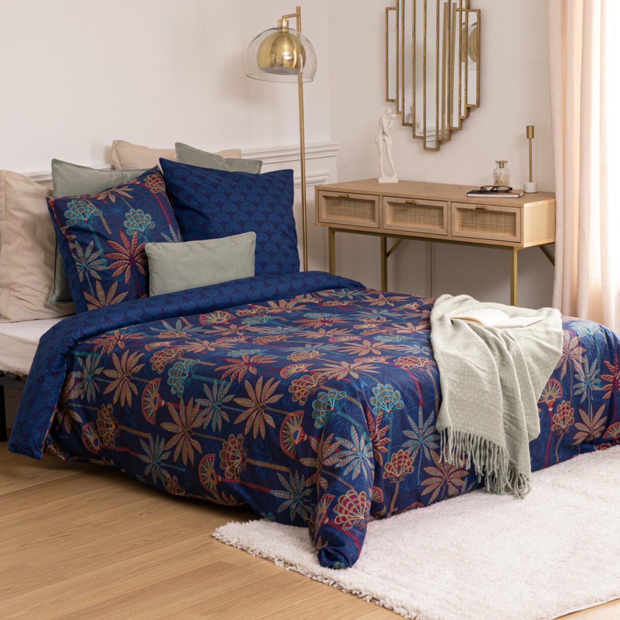 Bettwäsche aus Baumwolle (260 cm) Papira Blau