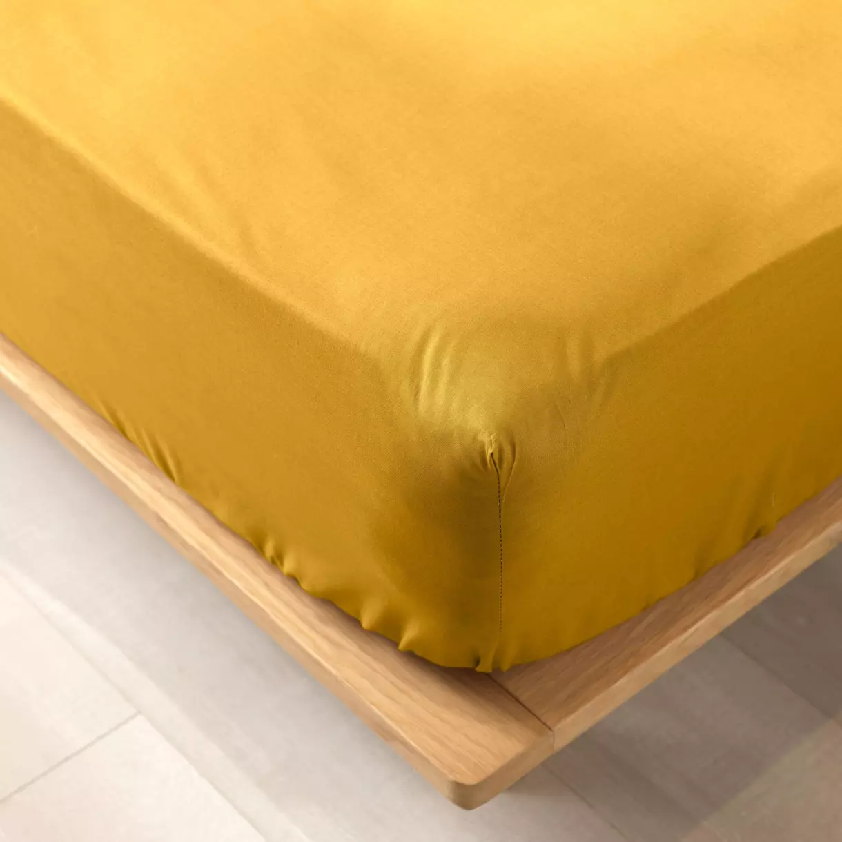 Drap housse coton bio (180 cm) Biolina Jaune ocre 1