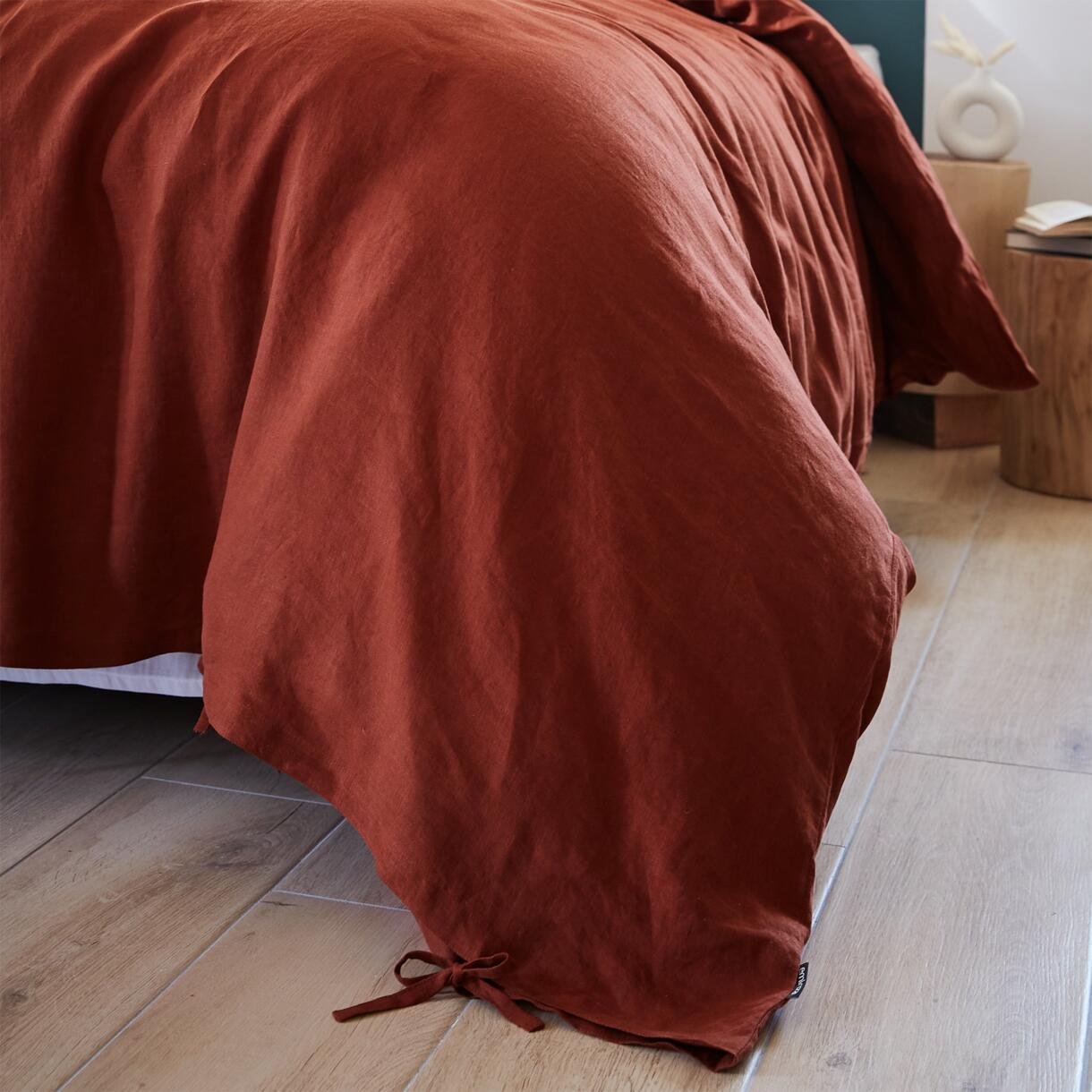 Bettbezug aus gewaschenem Leinen (240 cm) Louise Terrakotta 6