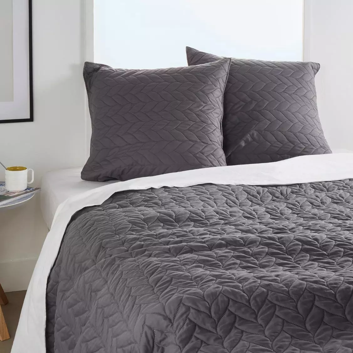 Colcha  y fundas para almohadones (240 x 260 cm) Tresse Gris antracita 1