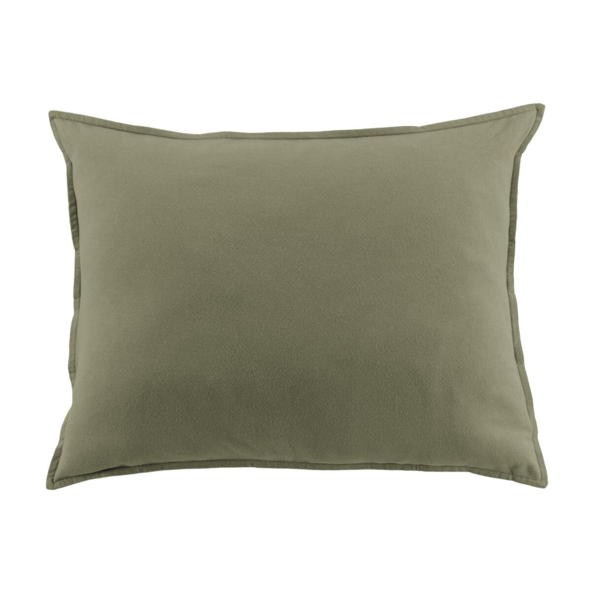Taie d'oreiller rectangulaire flanelle de coton (70 cm) Théa Vert romarin 1