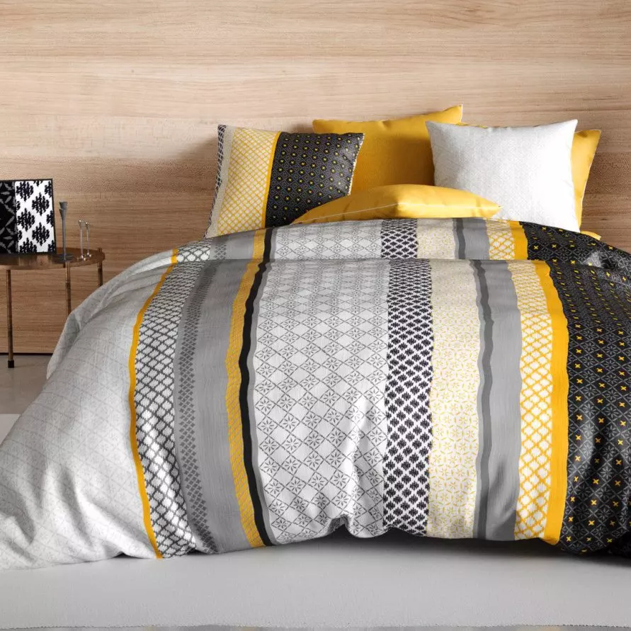 Funda Nórdica y dos fundas para almohada en algodón (260 cm) Lumi Gris 1