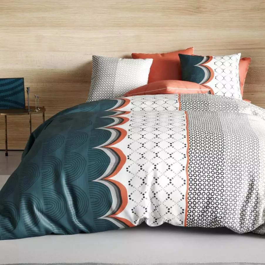 Funda Nórdica y dos fundas para almohada en algodón (260 cm) Antan Azul trullo 1