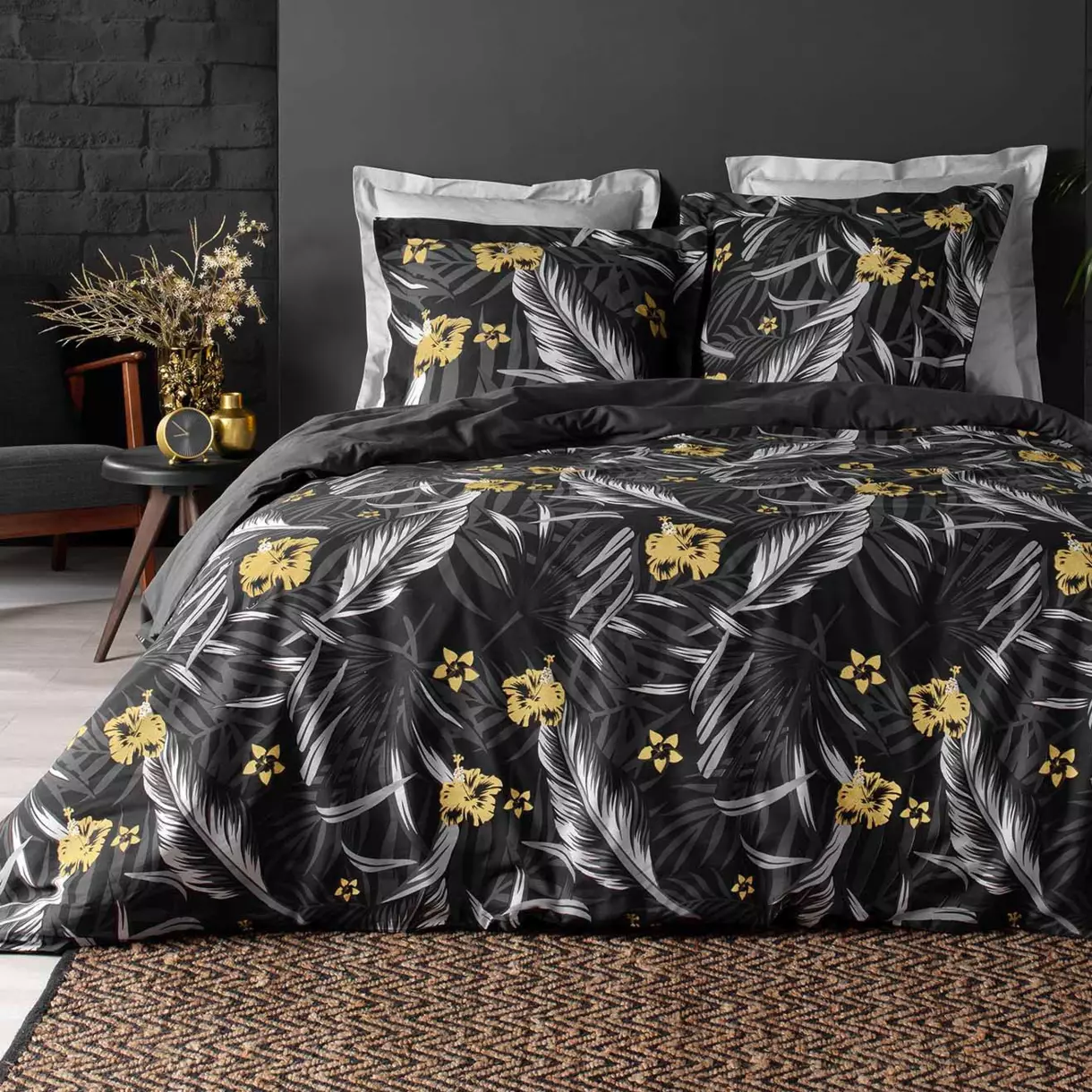 Funda Nórdica y dos fundas para almohadas algodón (260 cm) Parador Negro 1