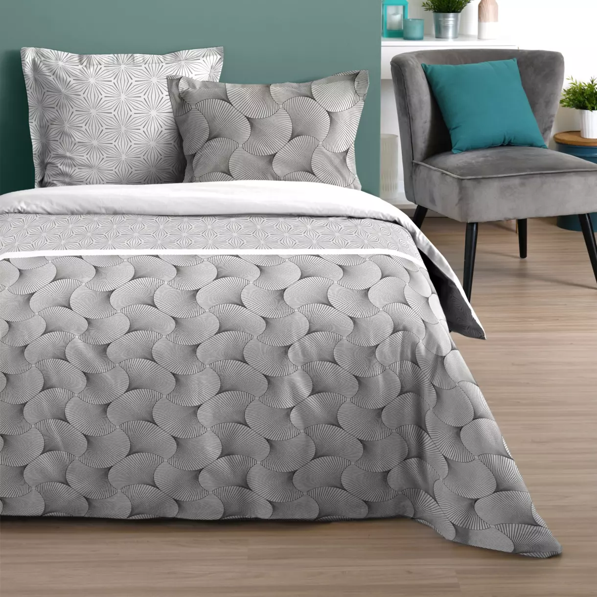 Funda Nórdica y dos fundas para almohada algodón (260 cm) Canberra Gris 1
