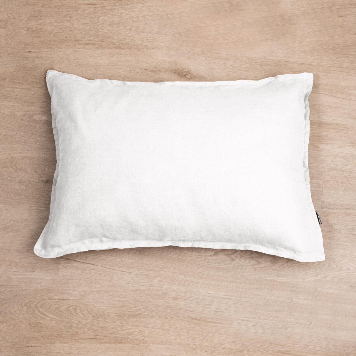 Funda de almohada rectangular en lino lavado (70 cm) Louise Blanco 1