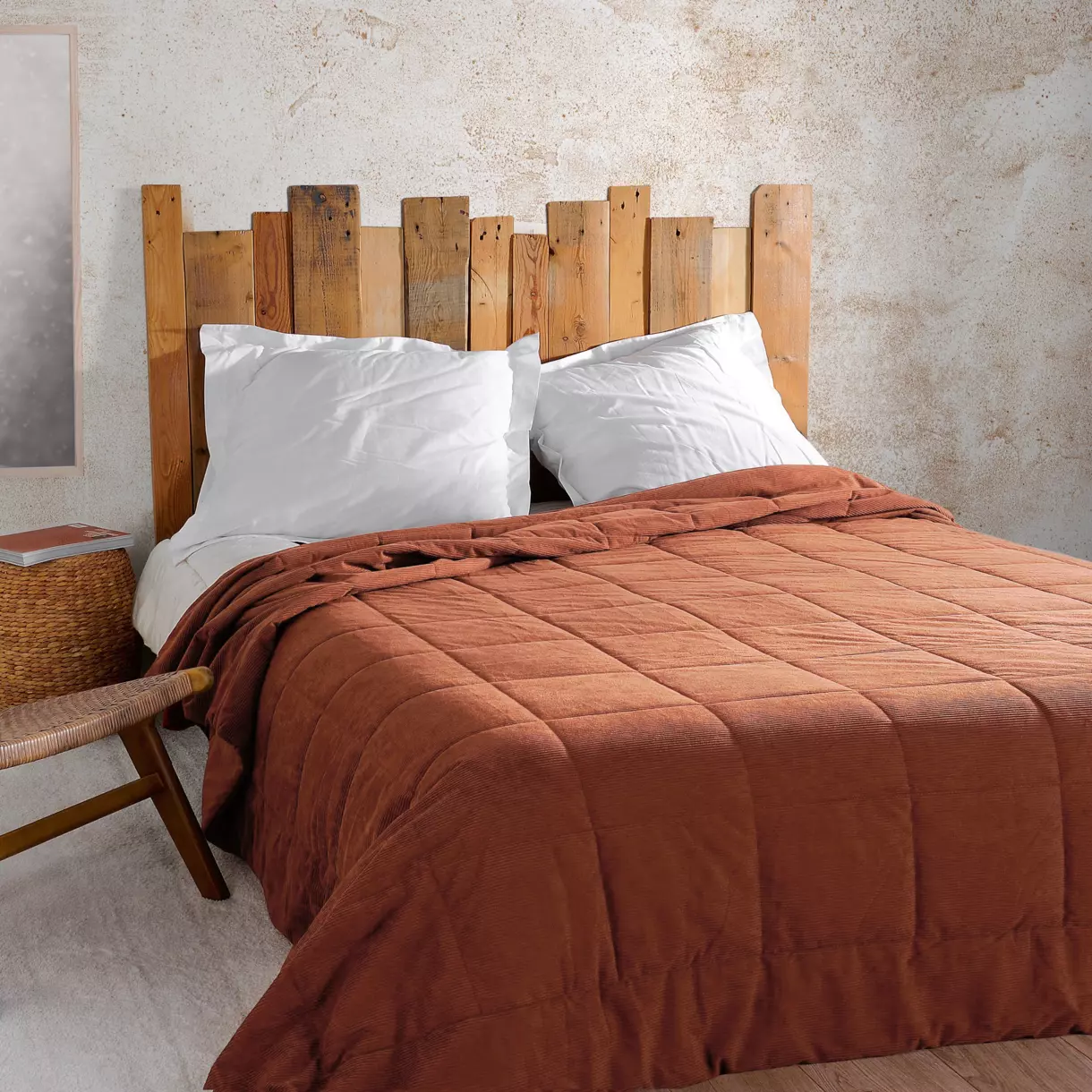 Couvre lit matelassé (130 x 180 cm) Vercors Terracotta 1