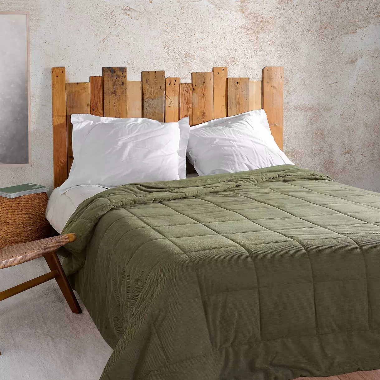 Gewatteerde bedsprei (250 x 260 cm) Vercors Olijfgroen 1