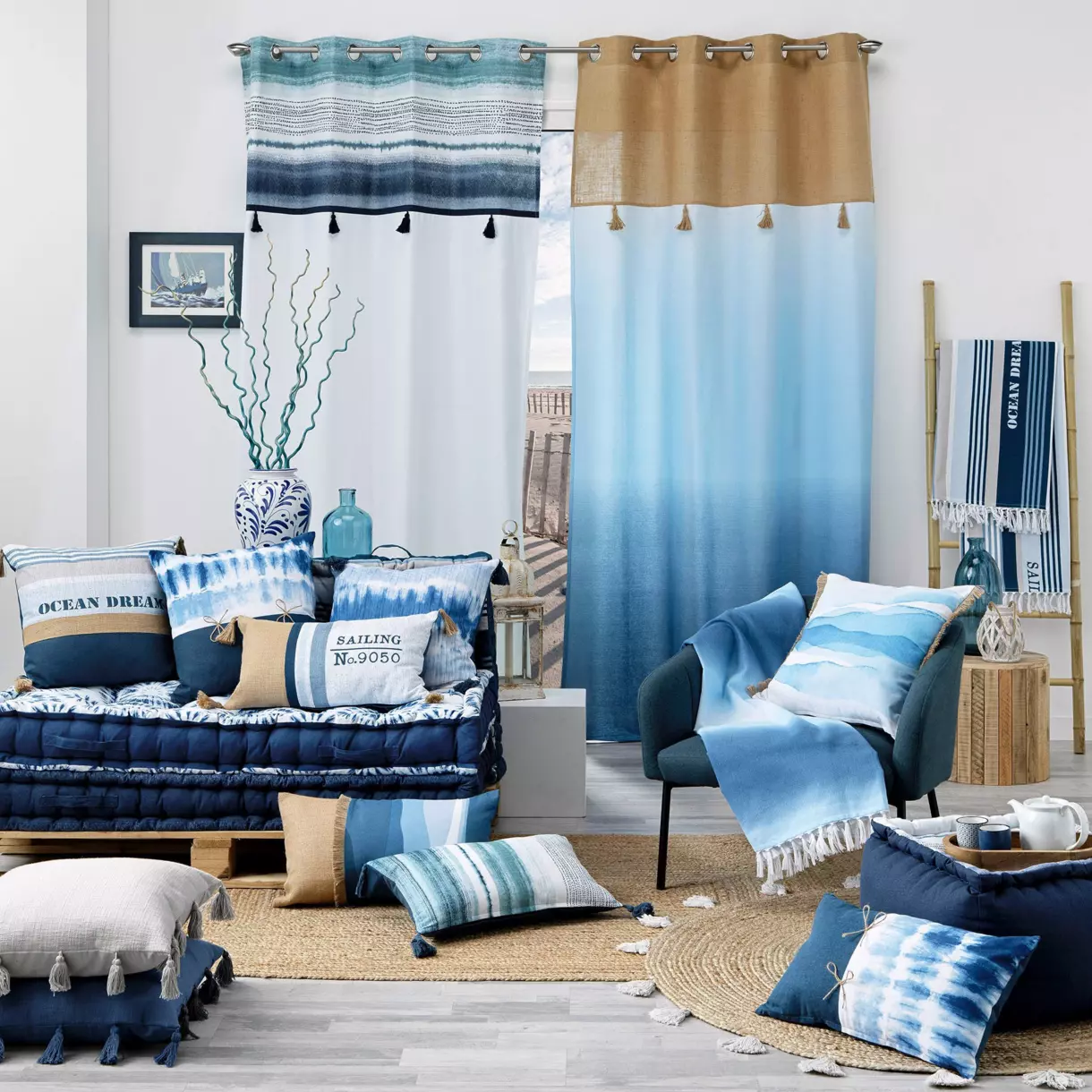 Funda Nórdica y dos fundas de almohada en algodón (240 cm) Azzurra Azul 6