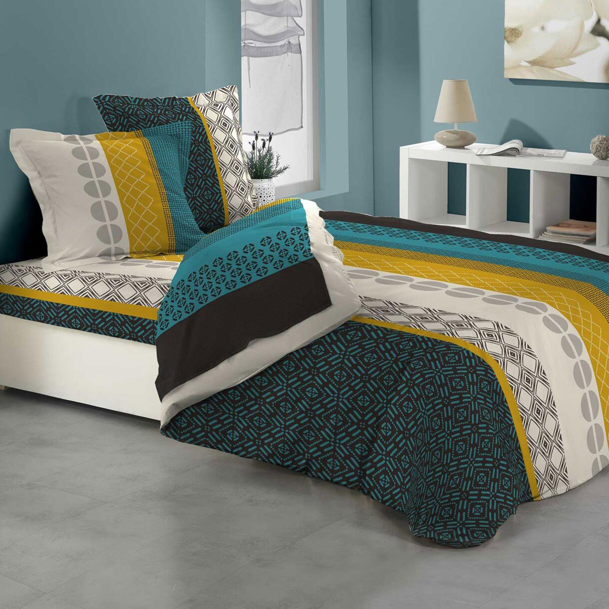 Bettlaken-Set aus Baumwolle 4-teilig (Bett 140 cm) Sansa Gelb 1