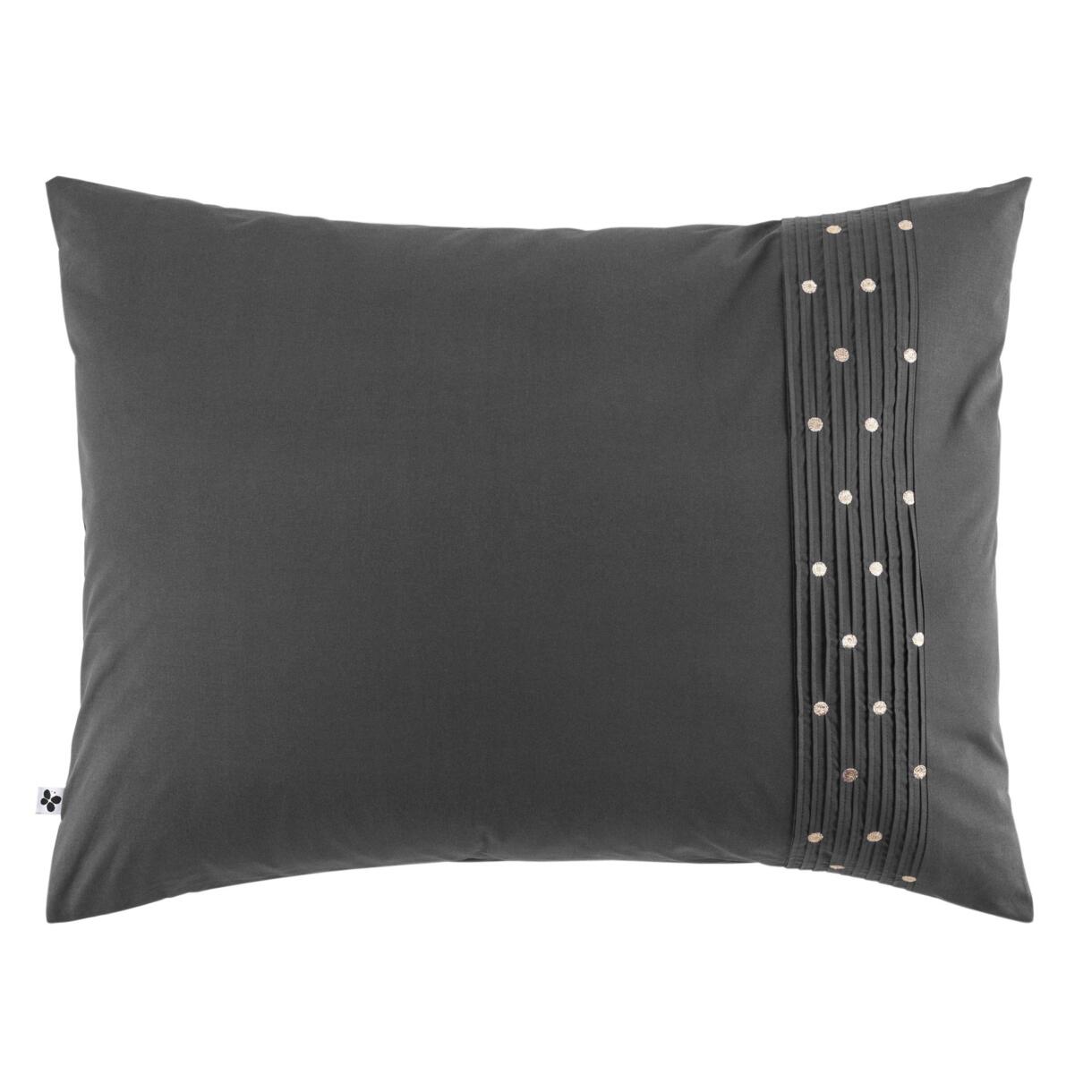 Funda para almohada rectangular  con bordados en algodón (70 cm) Agathe Gris antracita 1