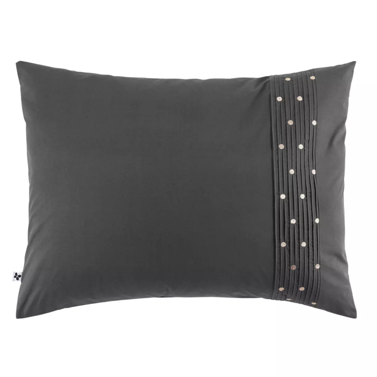 Funda para almohada rectangular con bordados en algodón (70 cm) Agathe Gris antracita 1