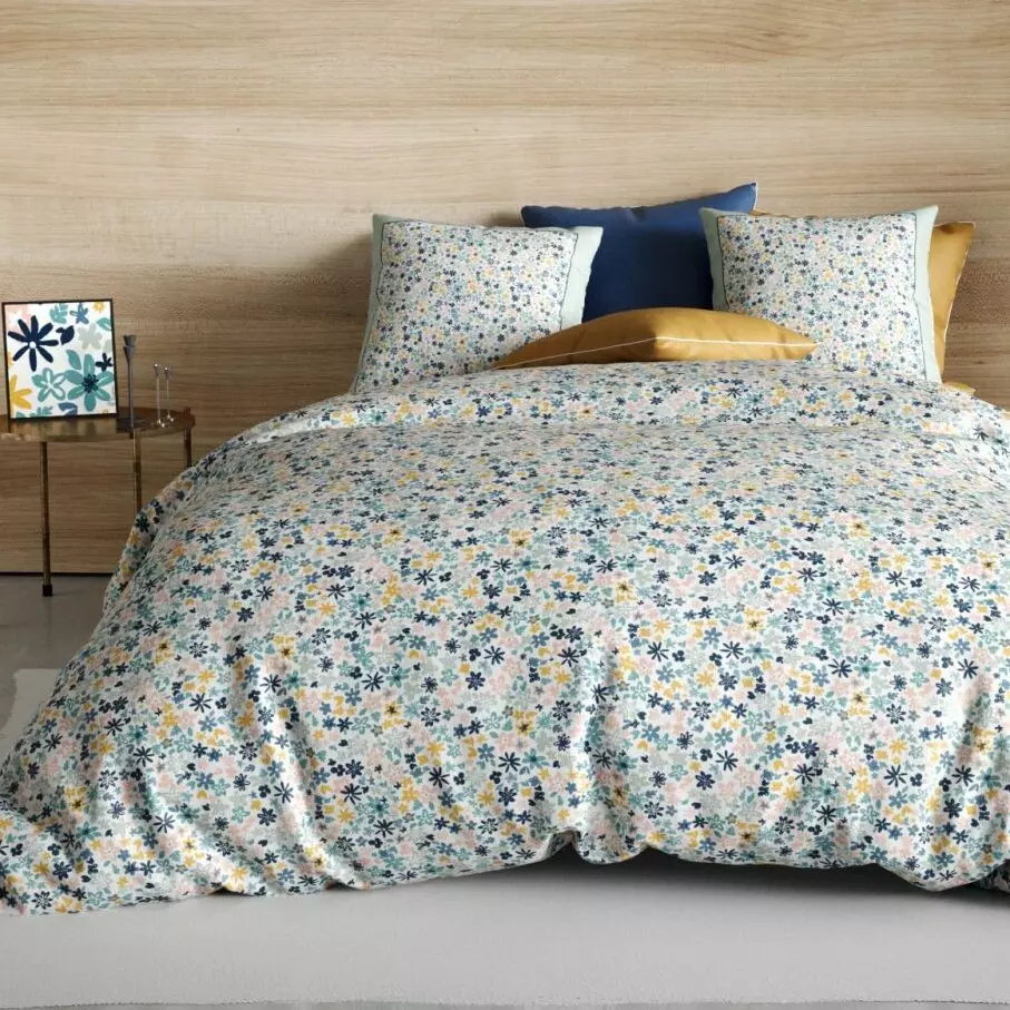Funda Nórdica y dos fundas para almohada en algodón (260 cm) Mani Azul 1