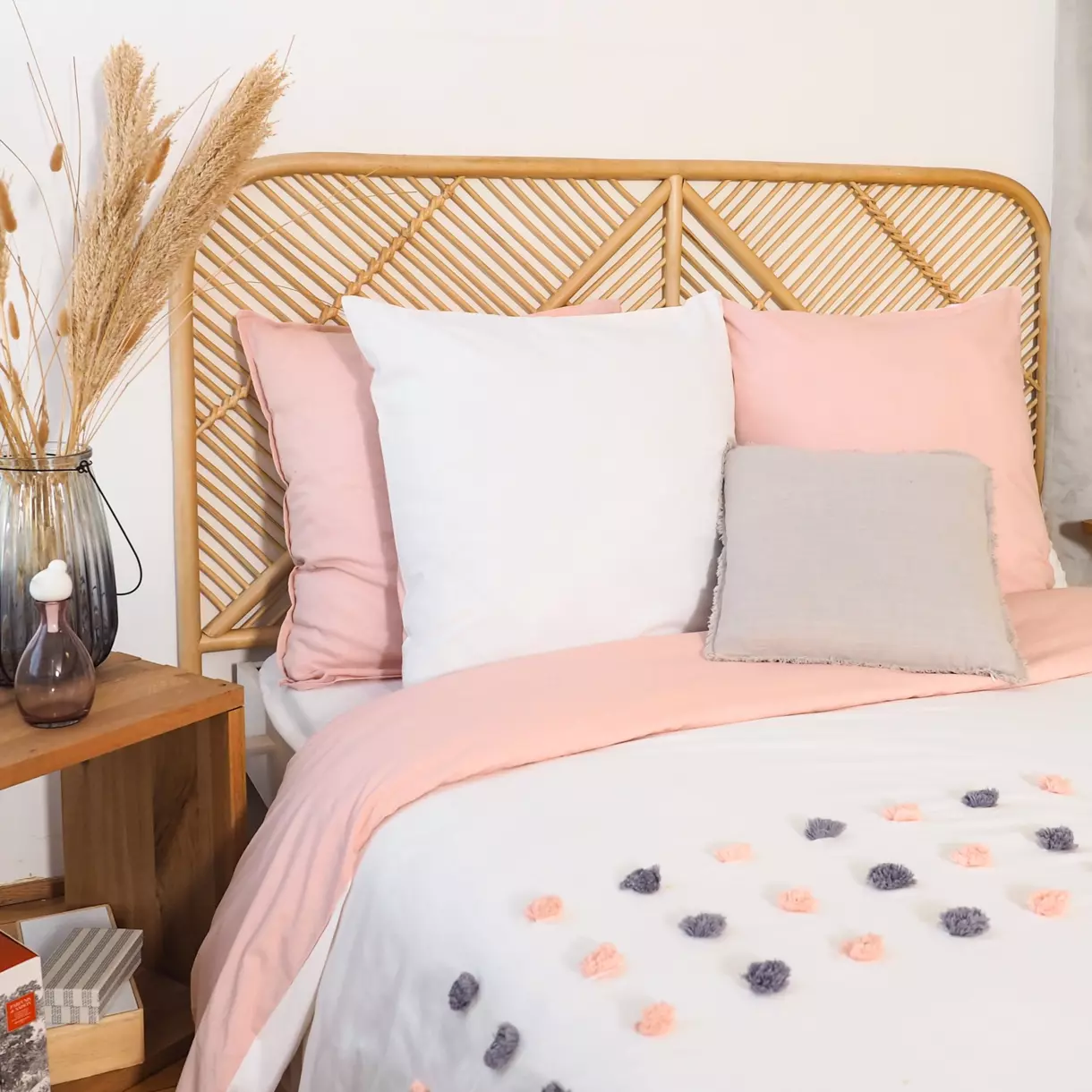 Funda Nórdica y dos fundas para almohada en algodón (240 cm) Poupie Blanco 1