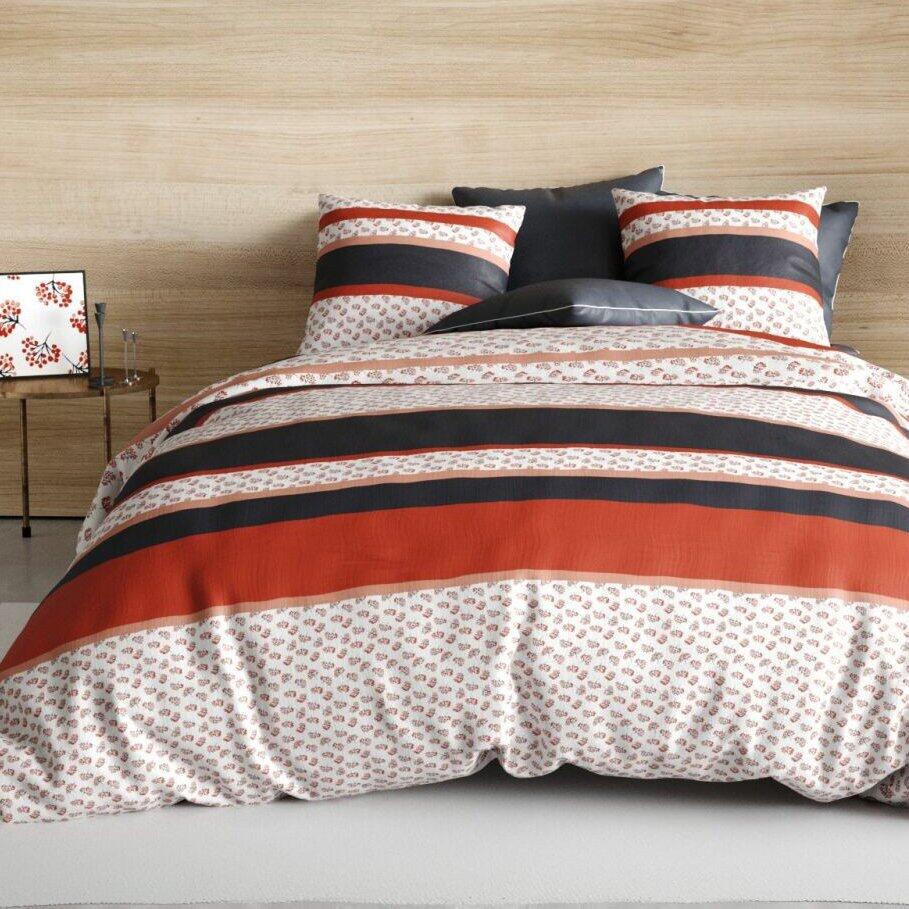 Funda Nórdica y dos fundas para almohada en algodón (260 cm) Fida Rojo 1